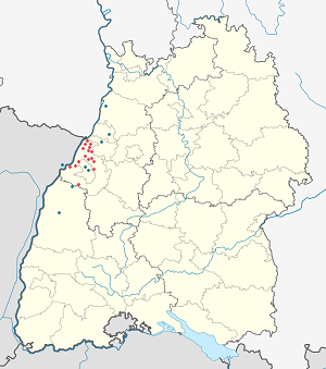 Karta mjesta Landkreis Rastatt s oznakama za svakog pristalicu