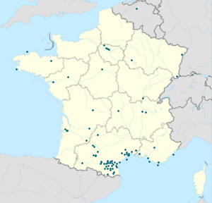 Harta lui Aude cu marcatori pentru fiecare suporter