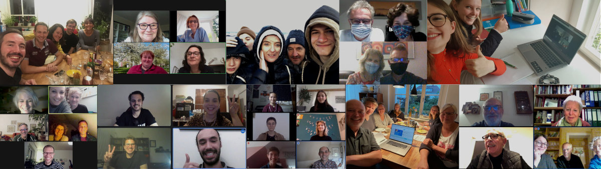 People meet (online or in person). They eat and talk together.