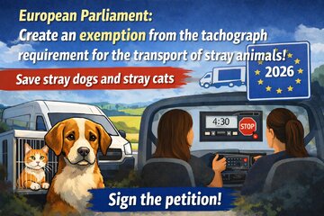 Image of the petition Make an exception to the tachograph requirement for the transport of stray animals