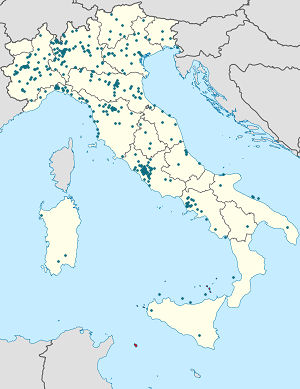 Italija žemėlapis su individualių rėmėjų žymėjimais