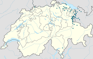 Karte von Schweiz mit Markierungen für die einzelnen Unterstützenden