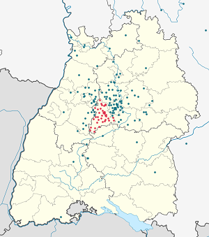 Karte von Landkreis Böblingen mit Markierungen für die einzelnen Unterstützenden
