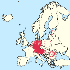 Mapa mesta Európska únia so značkami pre jednotlivých podporovateľov