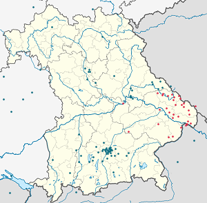 A(z) Alsó-Bajorország térképe címkékkel minden támogató számára
