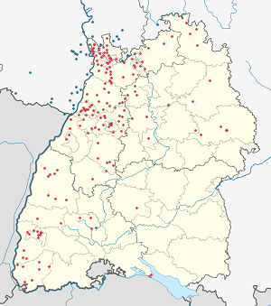 карта з Баден-Вюртемберг з тегами для кожного прихильника