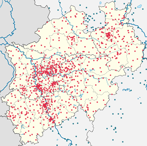 Biresyel destekçiler için işaretli Kuzey Ren-Vestfalya haritası