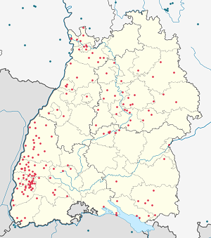 Carte de Bade-Wurtemberg avec des marqueurs pour chaque supporter