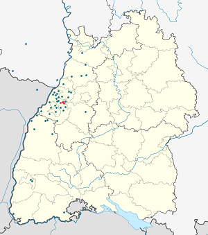 Karte von Gaggenau mit Markierungen für die einzelnen Unterstützenden