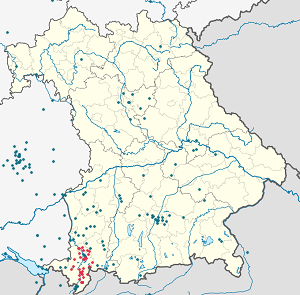 Karte von Landkreis Oberallgäu mit Markierungen für die einzelnen Unterstützenden