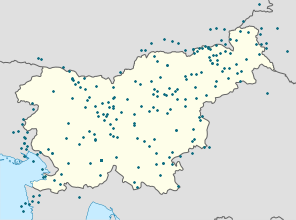 Mapa de Eslovénia com marcações de cada apoiante