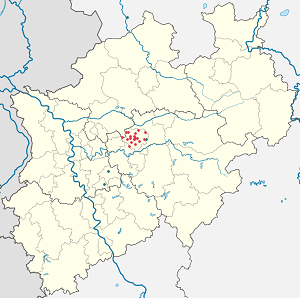 Mapa města Dortmund se značkami pro každého podporovatele 