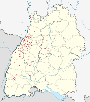 Карта на Баден-Вюртемберг с маркери за всеки поддръжник
