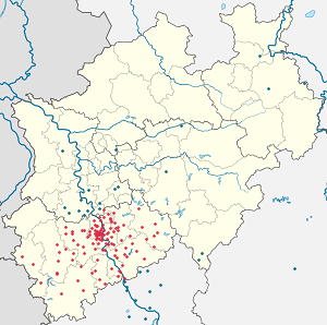 Karte von Regierungsbezirk Köln mit Markierungen für die einzelnen Unterstützenden