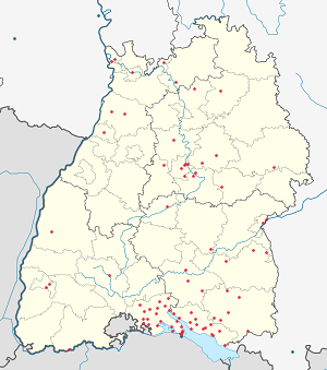 Kart over Baden-Württemberg med markører for hver supporter